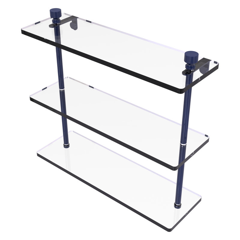 Ballenas 3 Piece Tiered Shelf, Mediterranean Blue, 15" H x 16" W x 5" D