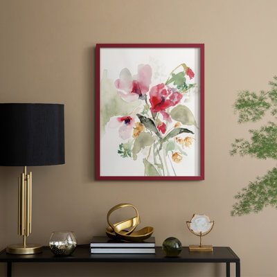 Rose Madder Botanical II Framed Print - Solid Wood