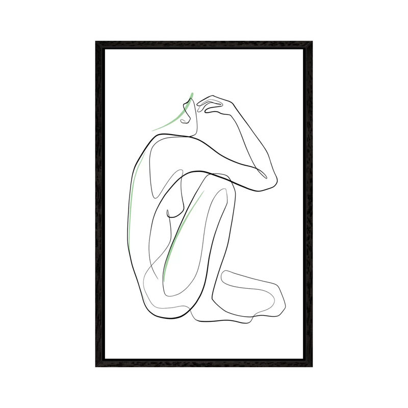 Woman Nude I by Dane Khy - Print on Canvas, Black Framed, 152.4cm H x 101.6cm W x 3.81cm D