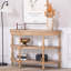 Console en bois fabriquée à la main avec garniture tissée à la main, tablettes de rangement à 3 niveaux, table d'entrée ovale avec pieds sculptés, table d'appoint rustique Coastal Farmhouse, table de canapé d'entrée de 49 po