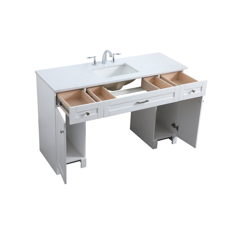 Cooper 54'' Single Bathroom Vanity with Engineered Marble Top, White
