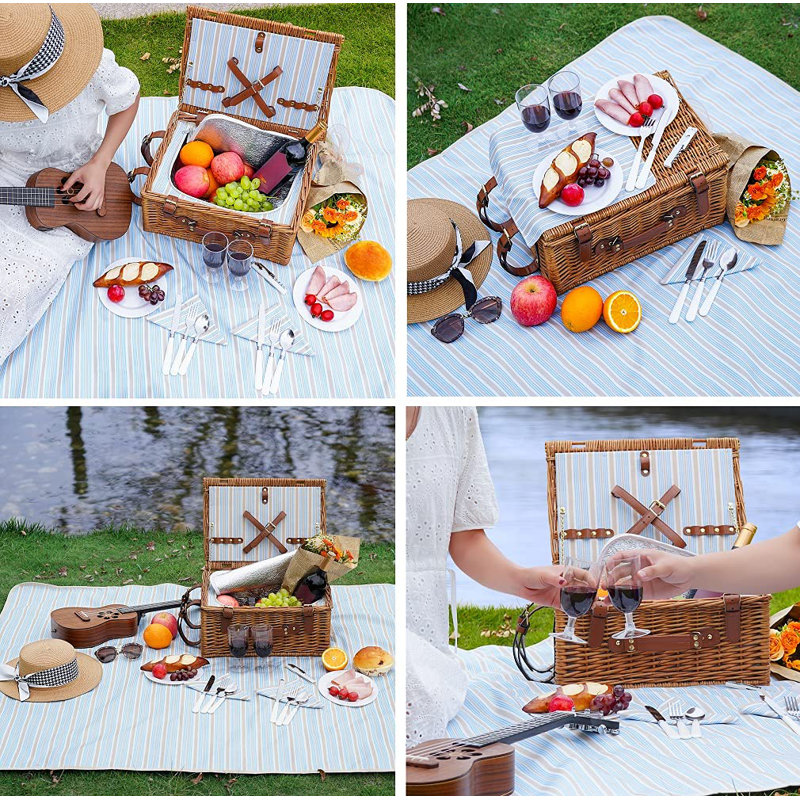 Panier en osier, service pour 2
