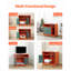 Meuble de rangement moderne pour chat d'intérieur, style maison, avec bac à litière intégré de 79 cm (31 po), étagères et table d'appoint. Convient à la plupart des bacs à litière. Couleur rouge. Fermeture hermétique pour limiter les odeurs.