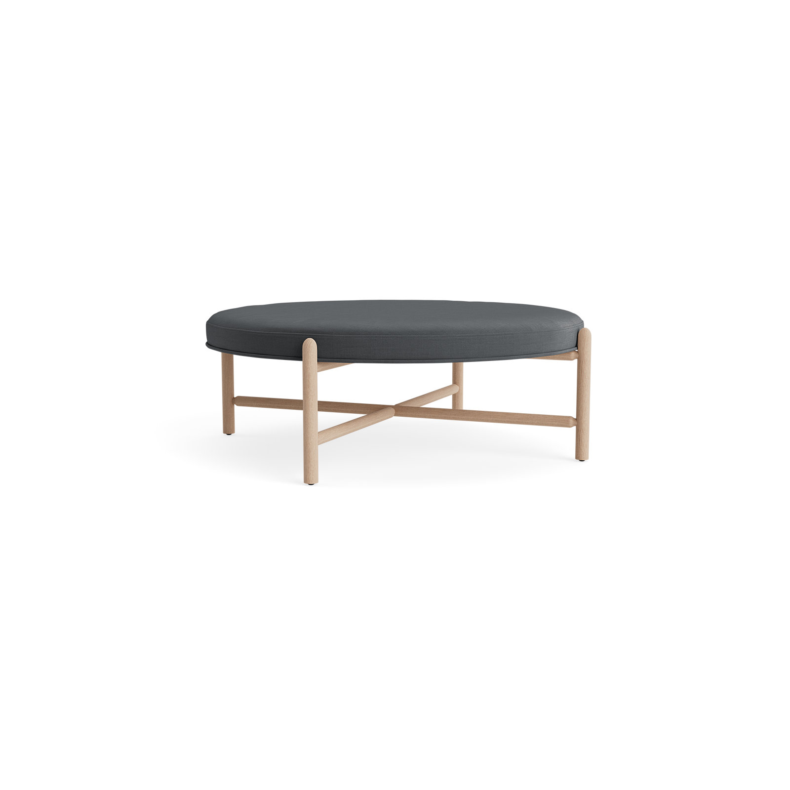 Vane 48" Round Ottoman, Charcoal, Oak
