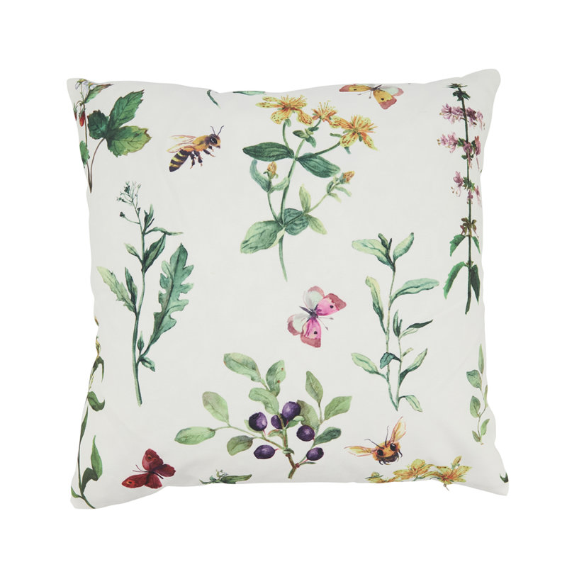 Coussin décoratif intérieur multicolore Bumble Bee & Wildflower Poly l 18 po x L 18 po