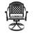 3 All-Weather Dining Of Aluminum Casting, 2 Swivel Chairs & 39.37" Round Table, Black, Corrosion And Comfy Casting For Outdoors, Black Frame, Comfortable Cushioned Seats-133275418