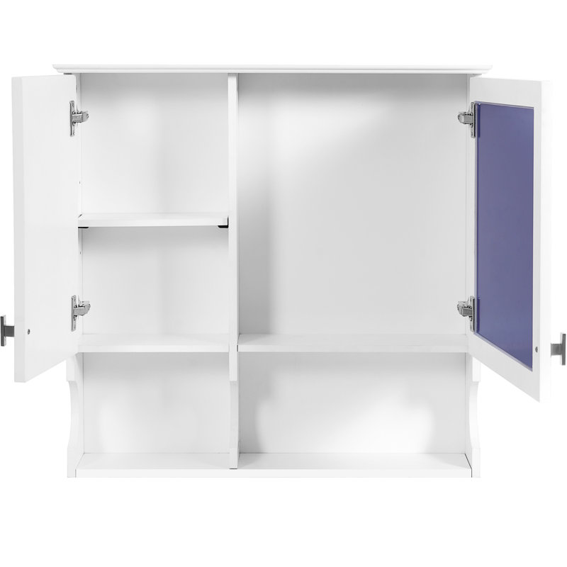 Armoire de rangement et miroir mural de salle de bain 30 pouces, tablette réglable, compartiment caché, étagère ouverte, cadre blanc moderne rectangulaire, cadre en bois massif, armoire à pharmacie à charnières à fermeture douce