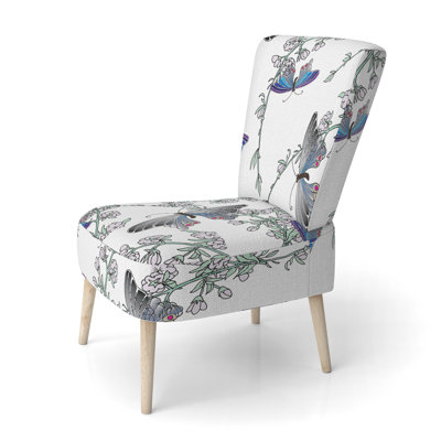 Multicolore papillons Doodle Art - Chaise d'appoint rembourrée en velours