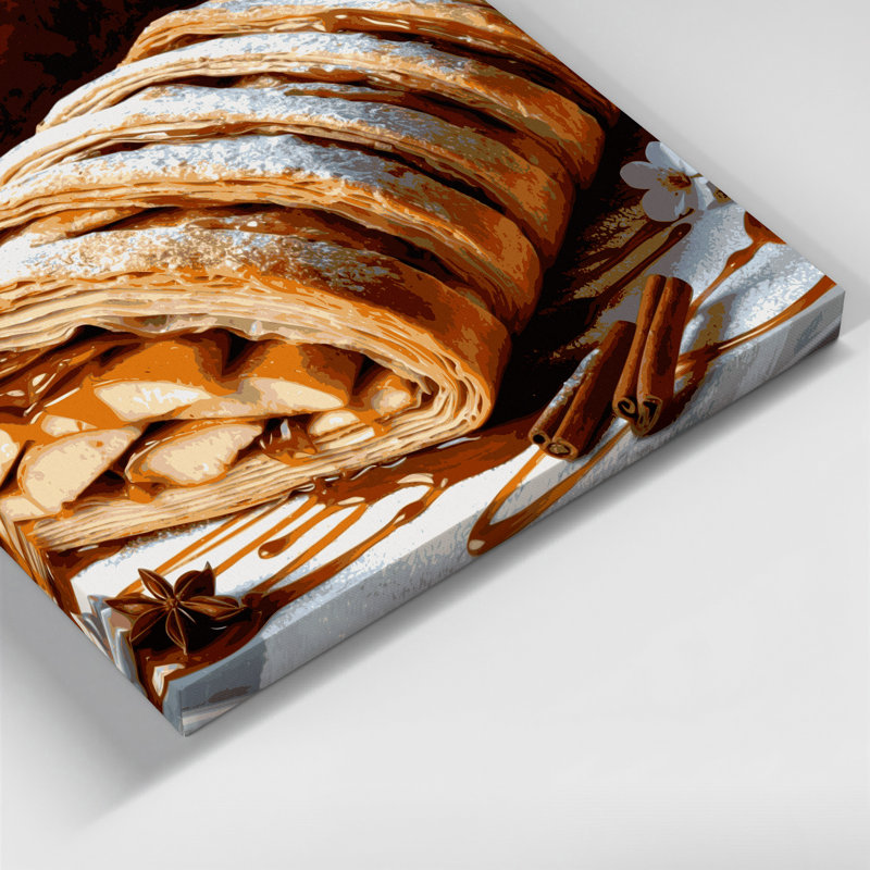 «Desserts Apple strudel», art mural sur toile brune, H 16 po x l 16 po
