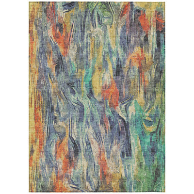 Machine Washable Indoor/Outdoor Huseby ACN2269 Abstract Rug