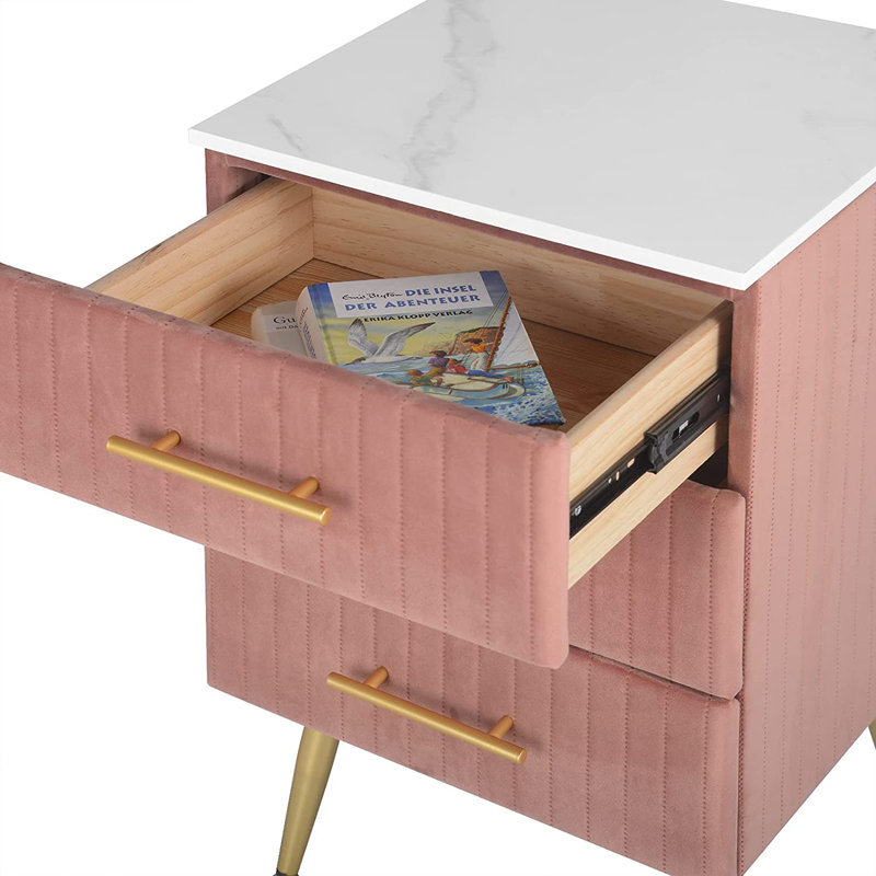 41cm W Bedside Table, Pink