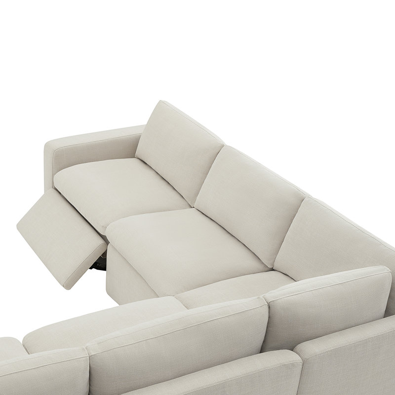 Lana 5 - Piece Upholstered Power Reclining Modular Sectional, Beige Linen