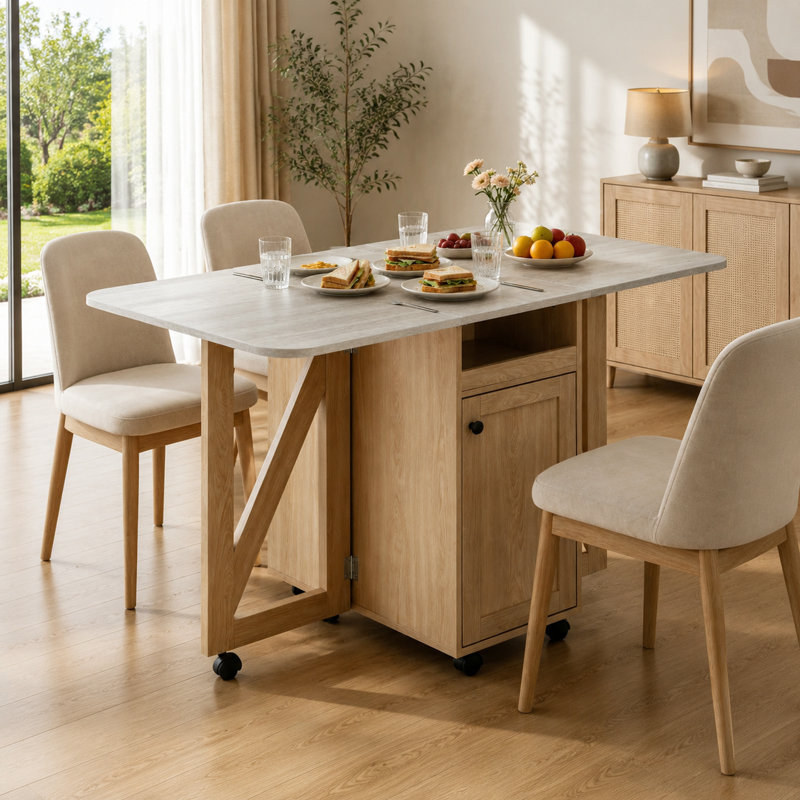 Multi-functional Foldable dining table, Slate / Light Oak