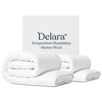 Delara Organic Merino Wool Duvet Insert - GOTS, OEKO-TEX & Woolmark Certified, 400TC Organic Cotton Shell, 500 GSM All-Season Warmth, Baffle Box Construction, Machine Washable - Twin