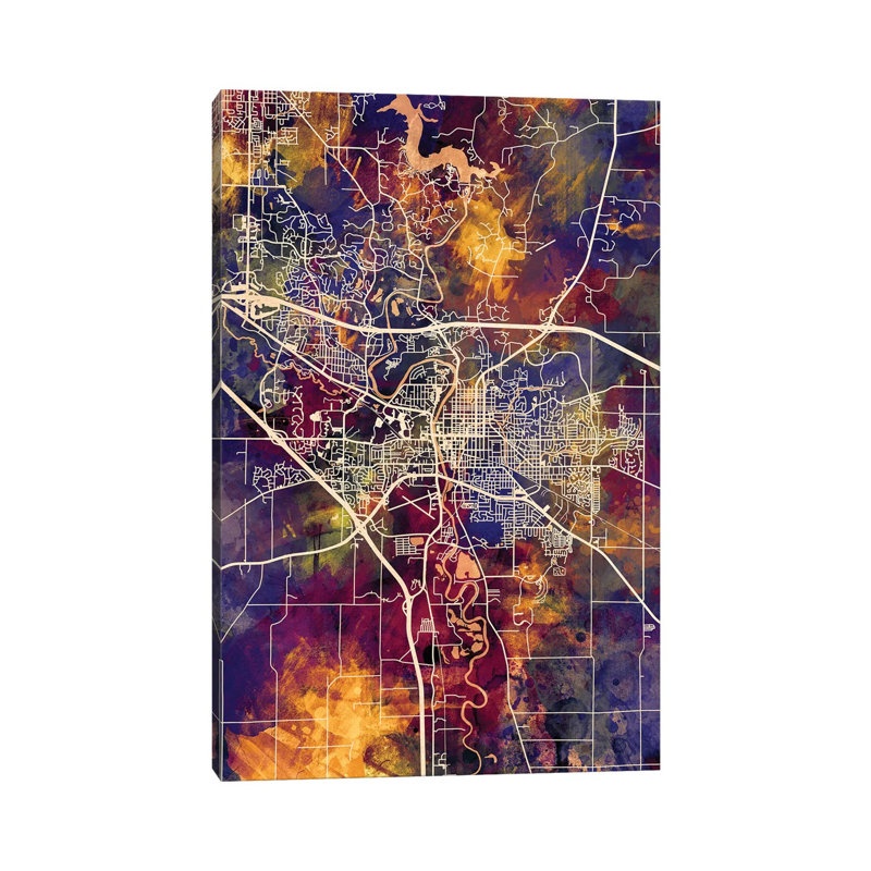 Iowa City Map II by Michael Tompsett - Wrapped Canvas Gallery-Wrapped Canvas Giclée, 101.6 cm H x 66.04 cm W x 3.175 cm D