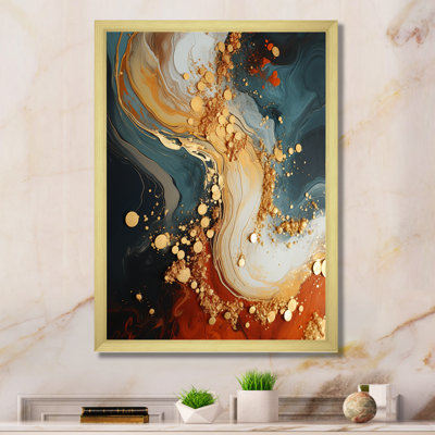 Tempête de pierre blanche, bleue et orange II abstraite