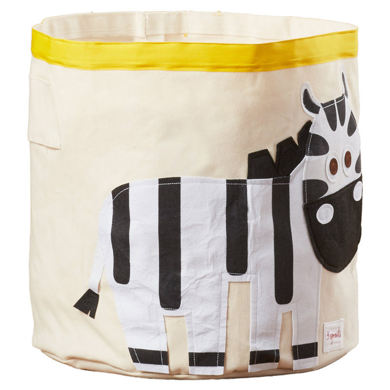 3 Sprouts - Canvas Storage Bin - Laundry and Toy Basket for Baby and Kids - Zebra
