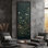 Wildflower Meadow - Élégant champ floral multicolore sur fond vert foncé - Reproduction d'art murale sur toile encadrée
