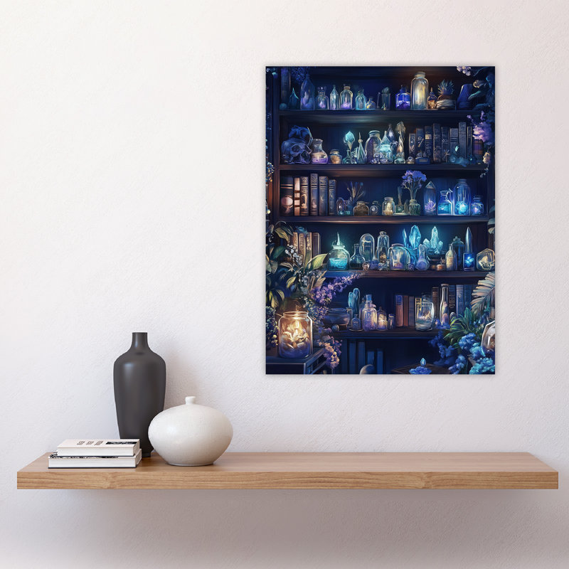 Witch Cupboard Books Crystals Potions Wall Art Print