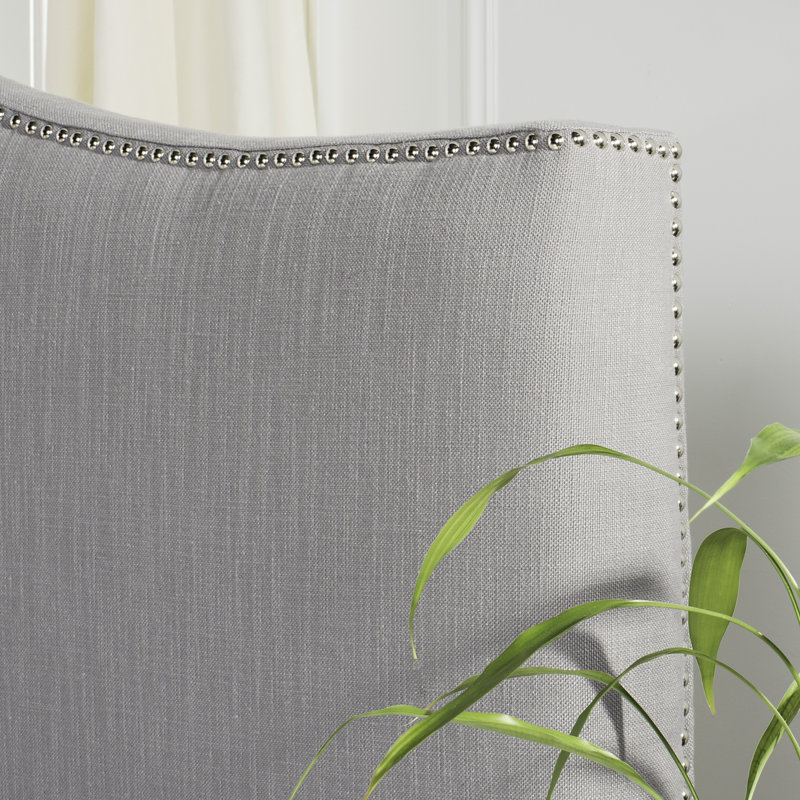 Laken Upholstered Headboard, Queen, Arctic Grey Polyester Blend, Silver
