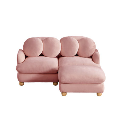 Canapé modulaire à 68 places en chenille de 68 po avec repose-pieds mobile et 4 coussins ronds, rose rosé