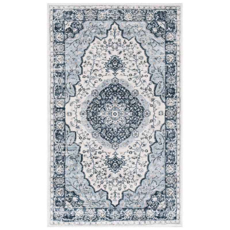 Delmer Oriental Blue Area Rug, Rectangle 3' x 5'