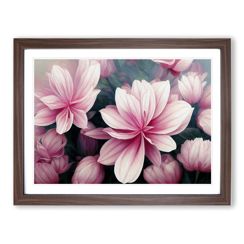 Picturesque Flowers - Framed Print, 46cm H x 64cm W x 2cm D, Walnut Framed