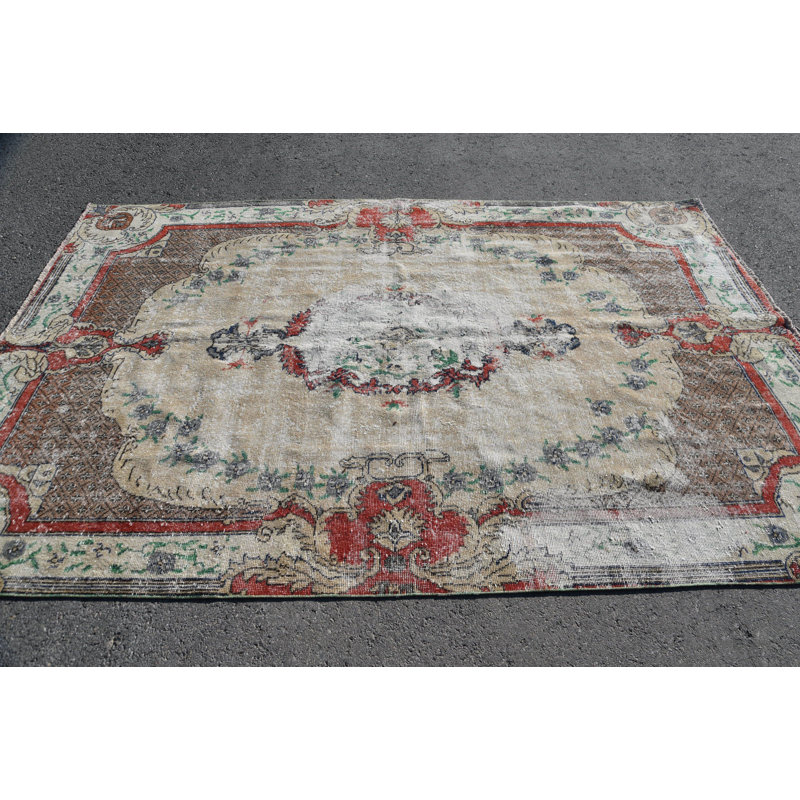 6.1x9.2 ft Large Rugs, Luxury Rugs, Vintage Rug, Beige Kitchen Rugs, Geometric Rugs, Turkish Rugs