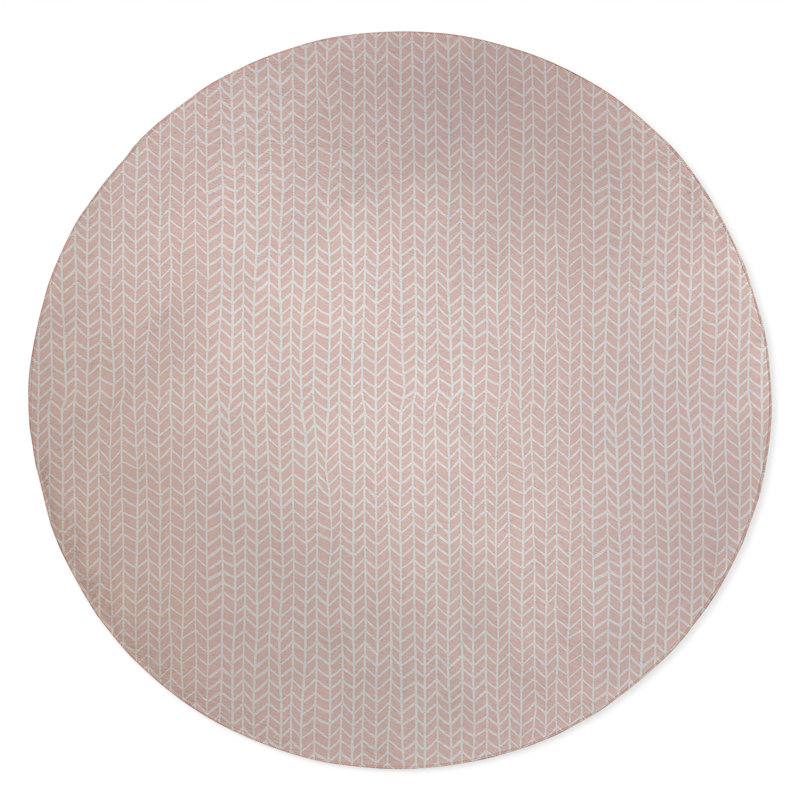 Chevron Feather Non-Slip Outdoor Rug, Round 5'