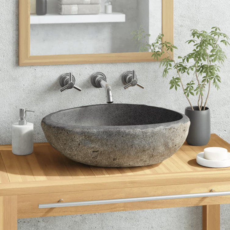 Belfry Bathroom Pomonok 370mm L x 300mm W Stone Oval Countertop Basin Sink
