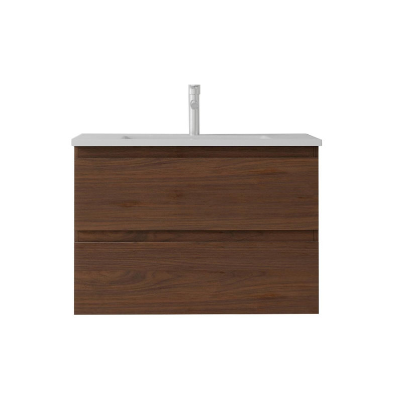 Meuble-lavabo flottant 24 po avec lavabo à fermeture en douceur pour petites salles de bain 24 po, Brown, 24"