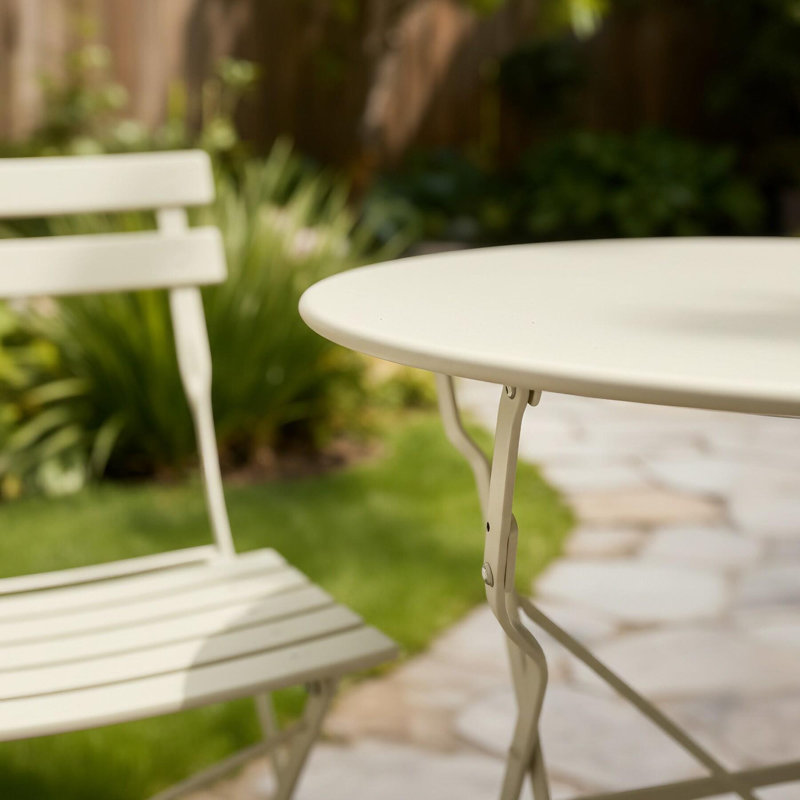 2 - Person Patio Dining Set with Round Table, Cream