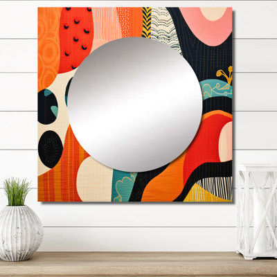 Mid Century Vintage Textiles II - Mid-Century Square Living Room Wall Mirror Art