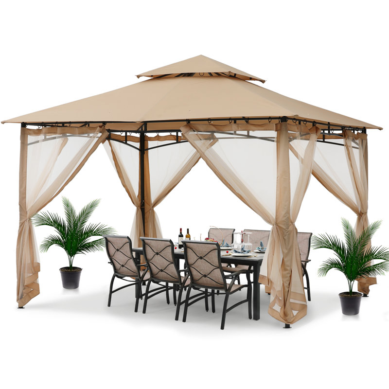 Steel Patio The Soft Roof Gazebos, Beige, 9 Ft. W x 9 Ft.