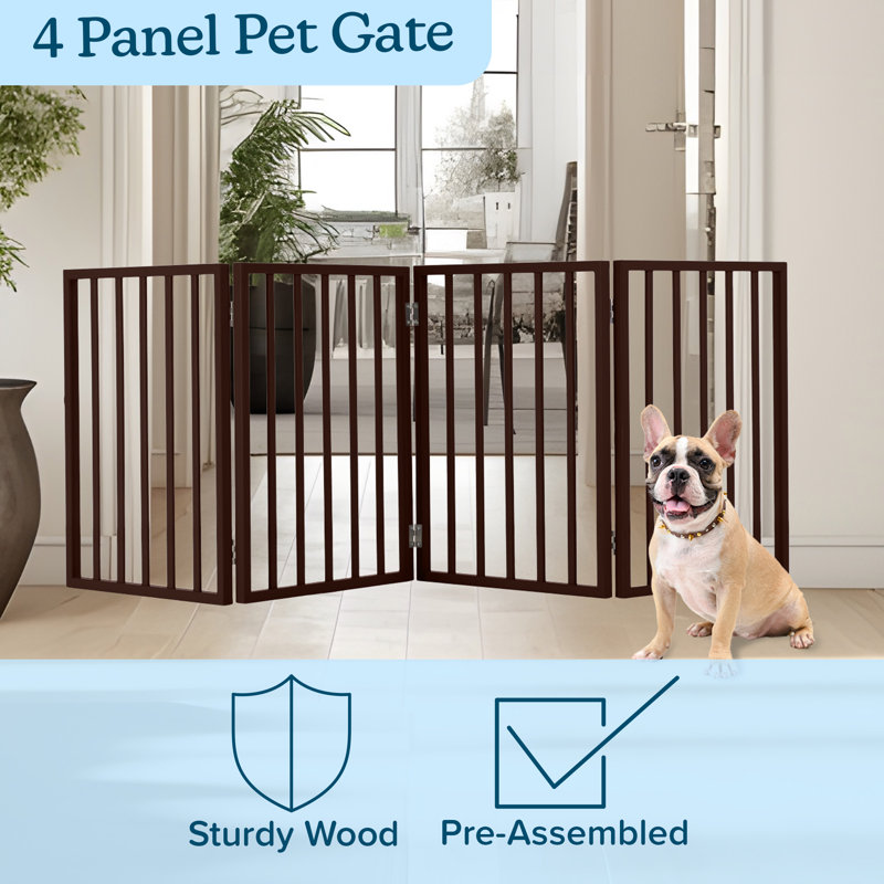 Barrière pour animaux 4 panneaux Pet Pet, Brun,  H 23,75 po x l 73 po x P 0,75 po