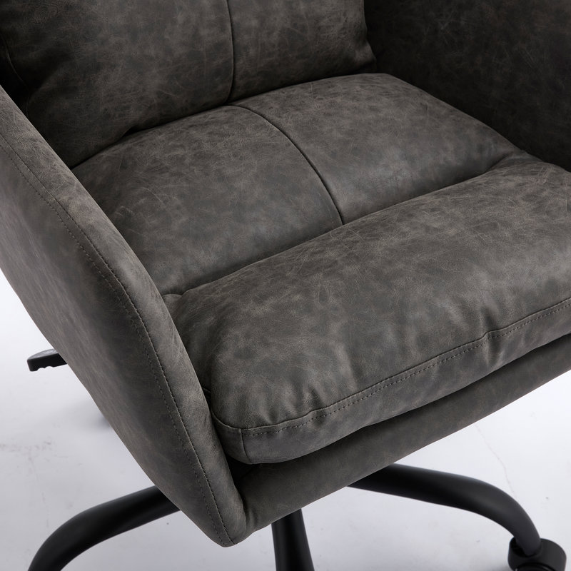 Cuir artificiel, similicuir, base noire, hauteur réglable, convient au bureau, à la chambre à coucher, à la coiffeuse et à d'autres environnements. Une chaise de bureau gris