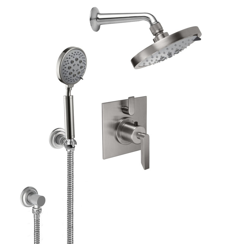 Rincon Bay 1.8 GPM Styletherm 0.5" Thermostatic Shower System with Showerhead and Handshower on Hook, Satin Nickel, 2.0 GPM