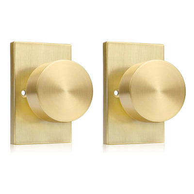 Fausse poignée de porte dorée, serrures de porte robustes en alliage de zinc brossé or (1 paquet / 2 pièces)