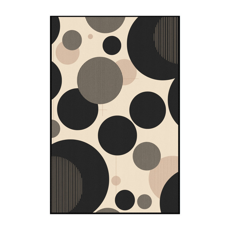 Machine Washable Pavla Modern Geometric Rug in Black – Black Binding, 5 x 8