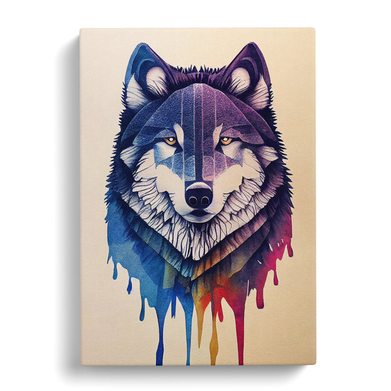 Painted Wolf No.1 - Wall Art, Wrapped Canvas, 50cm H x 35cm W, No Matte