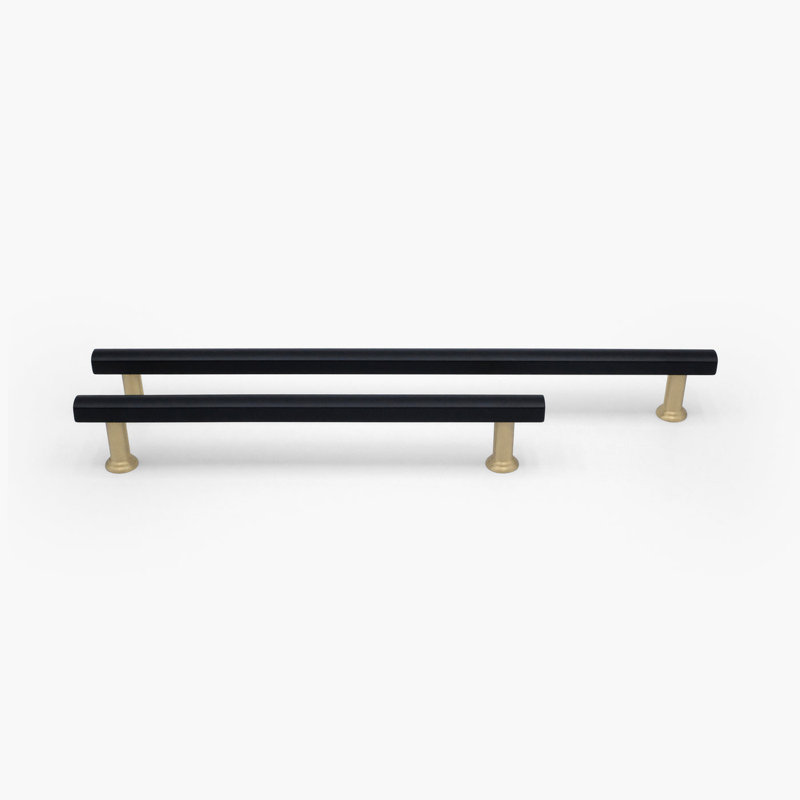 Mod Two Tone Bar / Handle Pull, 12", Polished Chrome/Satin Brass