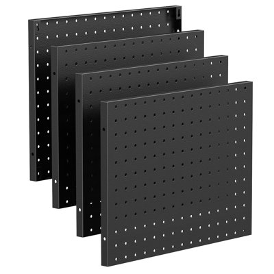 4 Pack Black Pegboard Wall Organizer Kit, 15.7" x 11.8" Metal Storage Board
