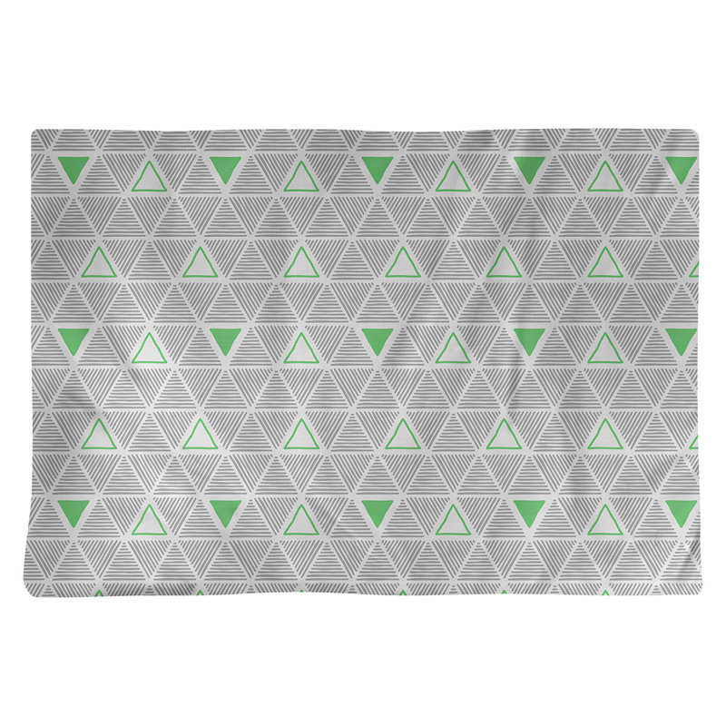 Napperon de 18 po en coton dessiné à la main triangle, Gris/vert, Coton