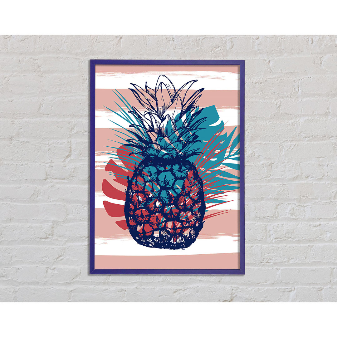 Pop Art Ananas Palmblätter Gerahmter Druck