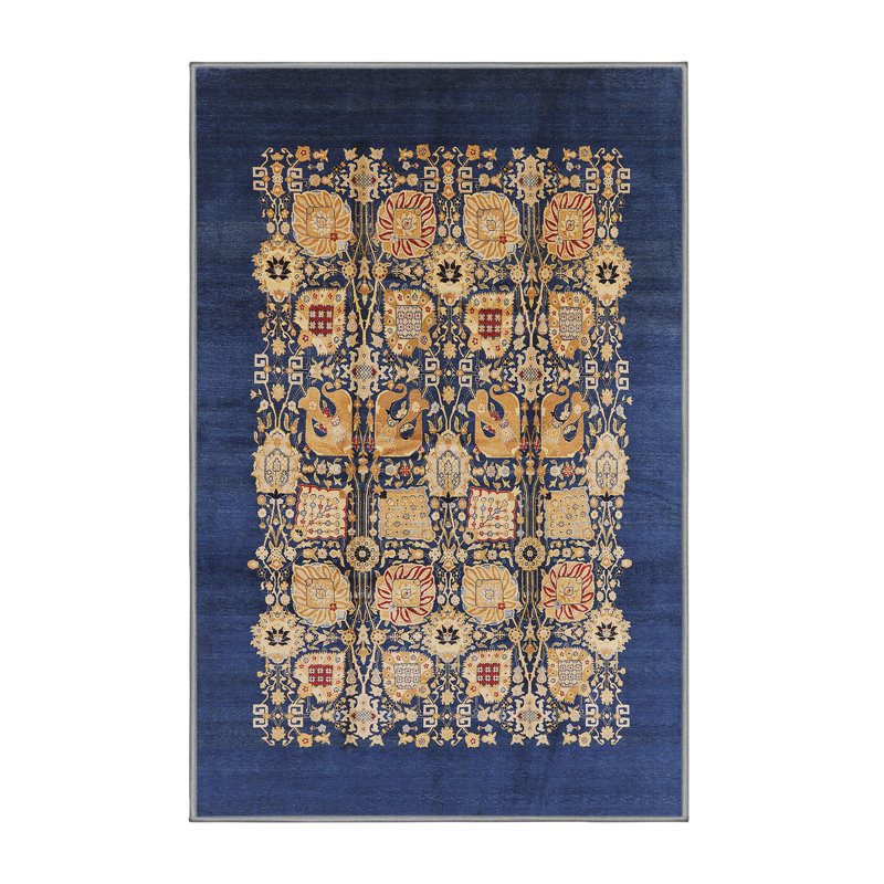 Tapis bleu / beige Patchwork, Rectangle 4 pi x 6 pi