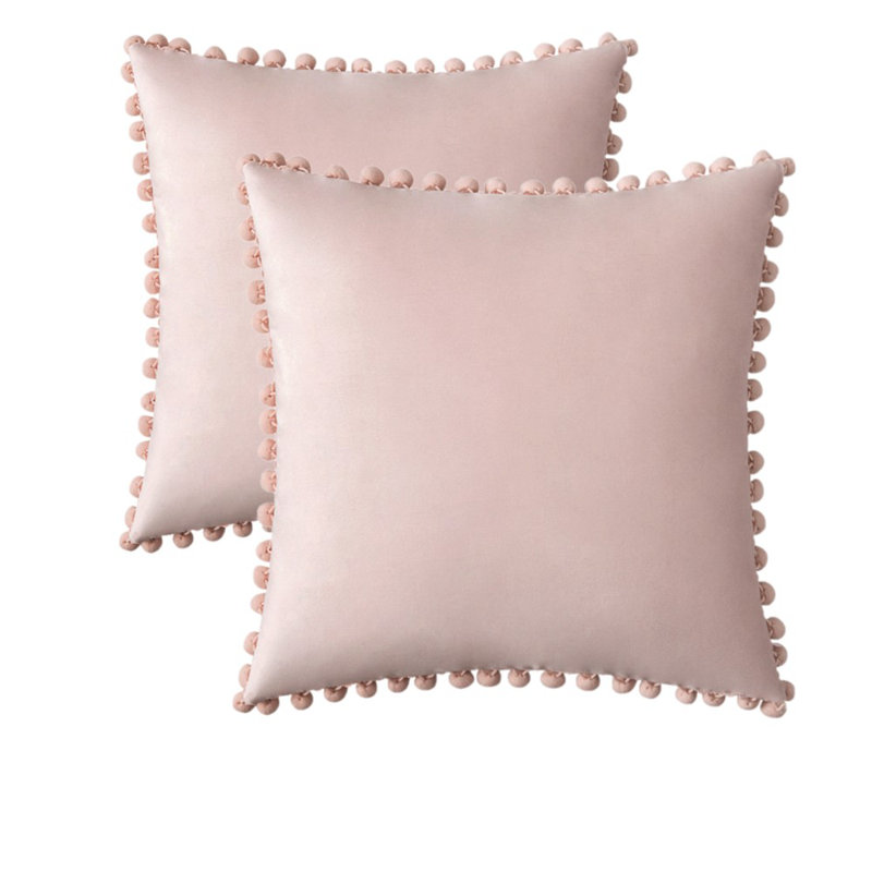 Ensemble de 2 housses de coussin en velours (insérer inclus), Rose