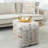 Light Gray/Ivory Transitional Medallion Cube Ottoman Pouf