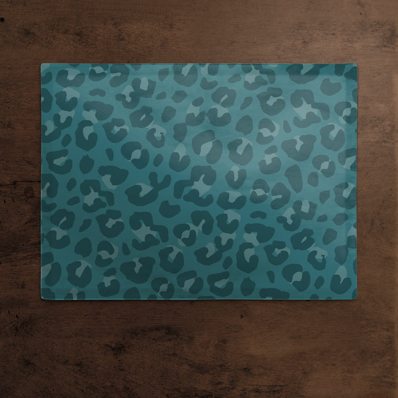 Napperon en coton 14 po Leopard, Bleu sarcelle