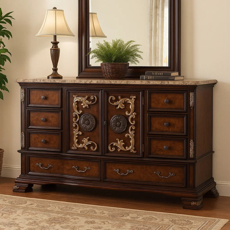 Commode large 8 tiroirs avec armoire 2 portes Iliana