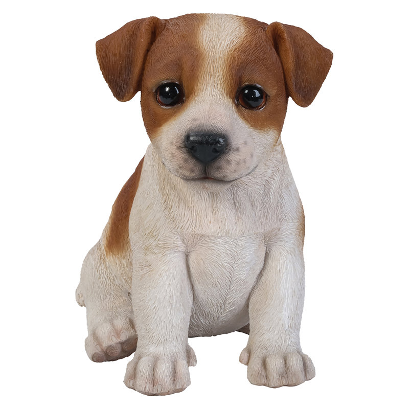 Statue chiot russel terrier jack assis
